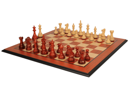 The Chess Store Royal Staunton Wood Chess Set African Padauk & Boxwood Chess Pieces with Padauk & Bird s Eye Maple Molded Chess Board Fashion