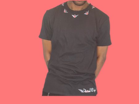 Black Collar Logo Tee Hot on Sale