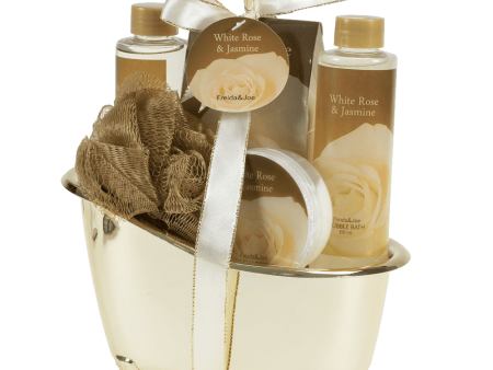 White Rose Jasmine Gold Tub Spa Bath Gift Set For Discount