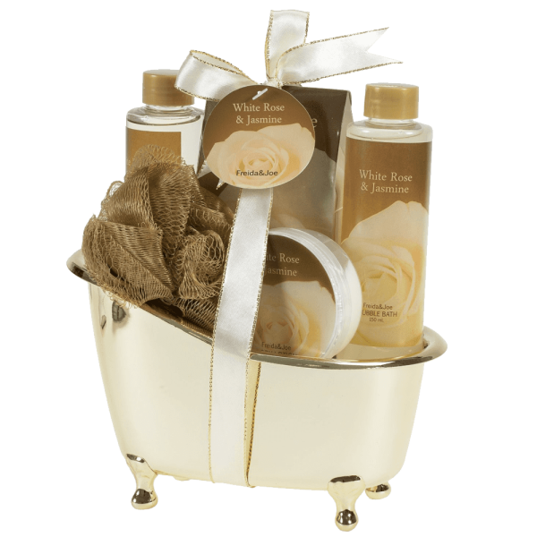 White Rose Jasmine Gold Tub Spa Bath Gift Set For Discount