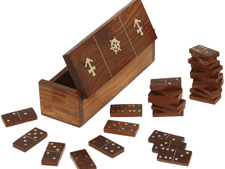 Handmade Wooden Domino Game with Nautical Storage Box - Complete Game Set For Sale