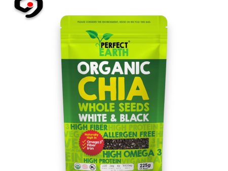 Perfect Earth Organic Chia Whole Seeds White & Black 225g For Sale